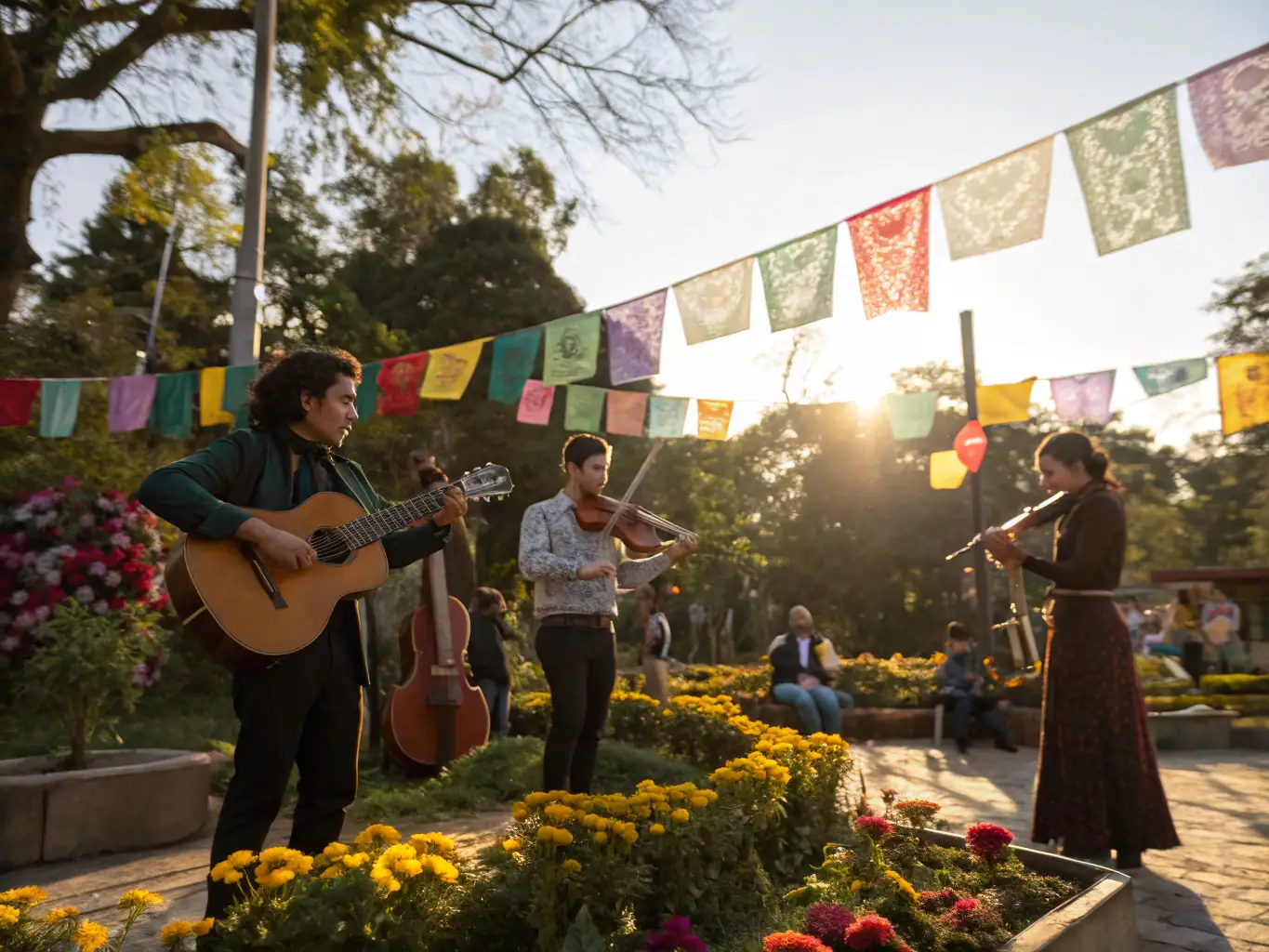 A dynamic shot of a collaborative music project involving local artists and community members, showcasing the power of music to unite people from different backgrounds.